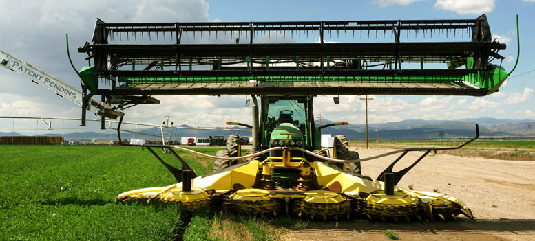 Cutters on the PowerZone harvester span 25 feet.