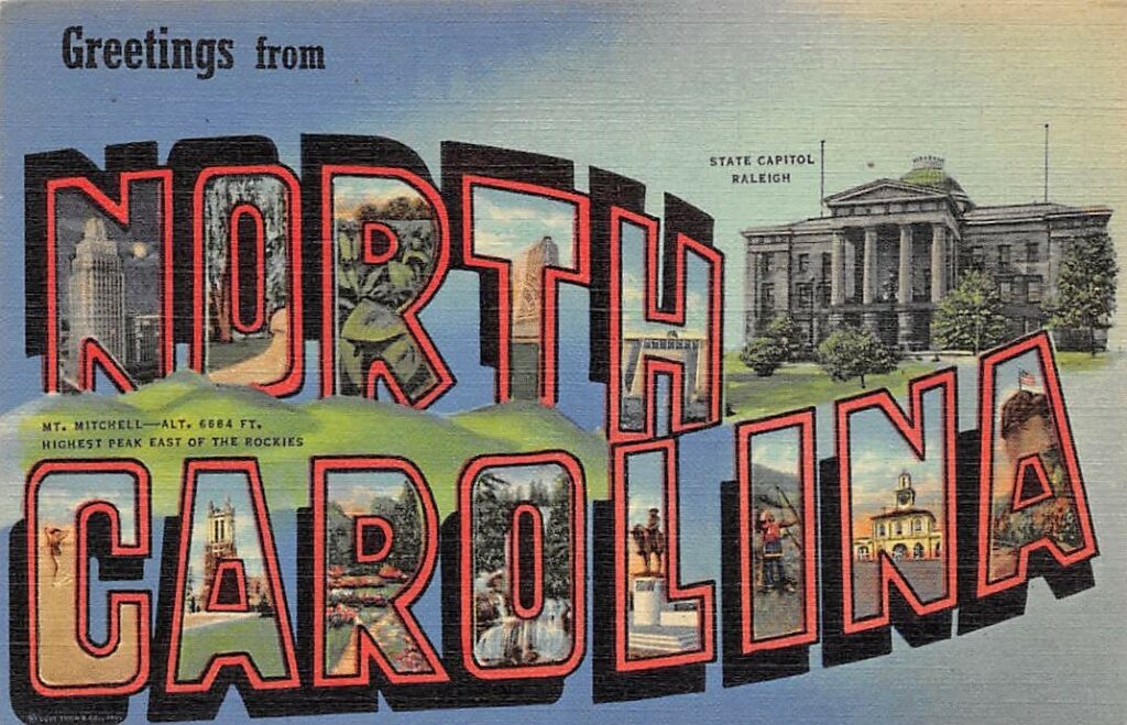 Old postcard of North Carolina