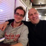 Daniel Kruse, HempConsult GmbH, with his driver, Tadeusz Reyher at dinner. Daniel Kruse, HempConsult GmbH, with his driver, Tadeusz Reyher at dinner.