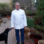 Catching up with hemp food entrepreneur Tommy Mullins, modeling a hemp chef's jacket from Hemp Chef/Poland. Tommy Mullins, modeling a hemp chef's jacket from Hemp Chef/Poland