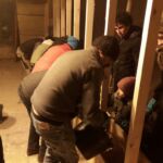 In goes the first load of hempcrete!
