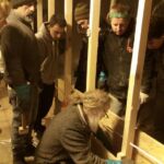 Wolf checking the frame prior to the first load of hempcrete going in. Hemp2020 Summit Series: Deep Green Building, February 2018